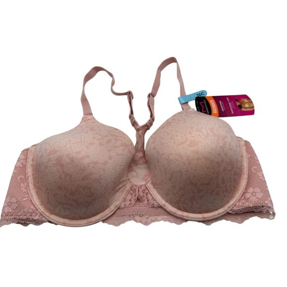 Maidenform One Fab Fit Everyday Full Coverage Racerback Bra 7112 Pale Pink 36C - Picture 3 of 9